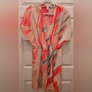 H&M Coverup Faux print Wrap Dress L